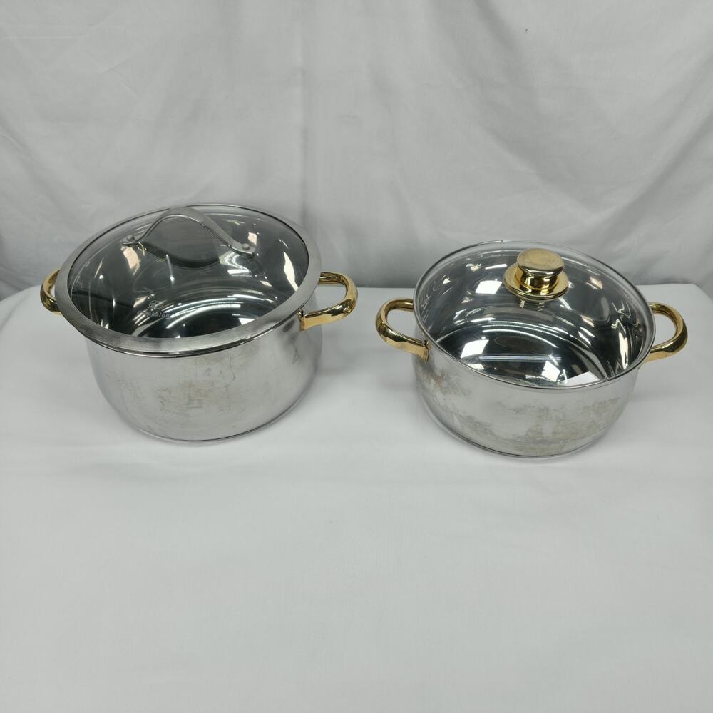 Cuisine Cookware Command Performance Gold 4QT 6QT Stainless Steel Pots Lids